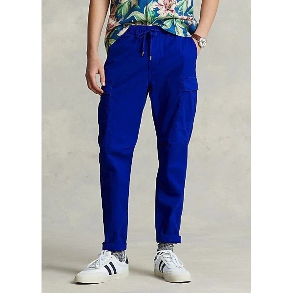 Polo Ralph Lauren Cargo Pants Mens 36x30 Blue Twill Slim Fit Trouser Stretch